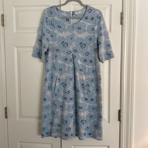 Tyler Boe Floral Blue Knit Dress